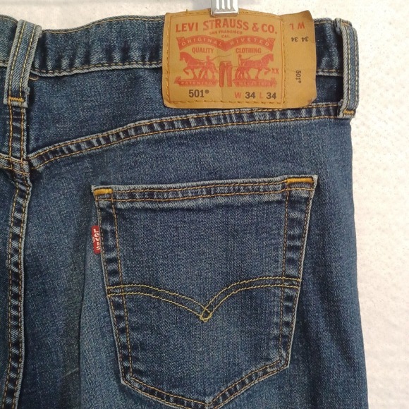 Levi's 501 Men's 34 Hemmed To 30" Button Fly Original Straight Leg Denim Jeans - Picture 8 of 12